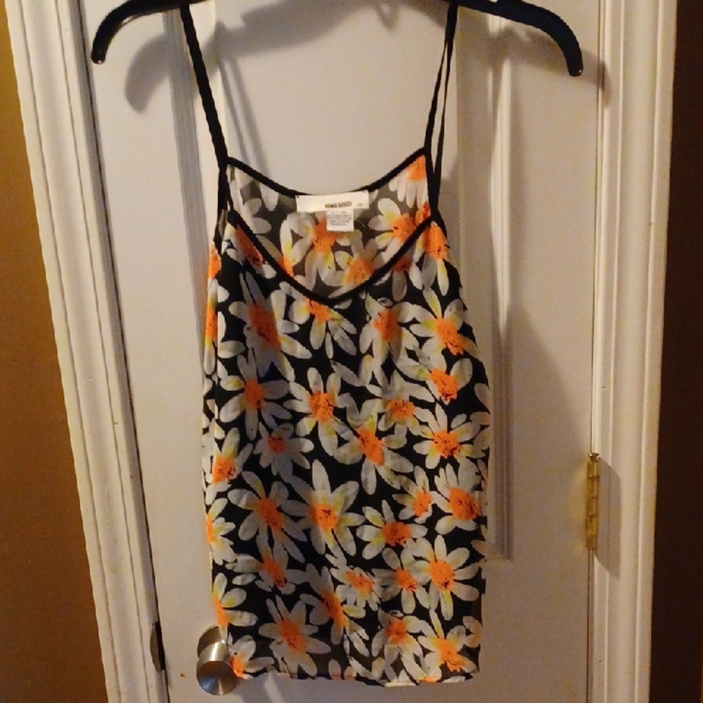 Floral Black and Orange Women's Top